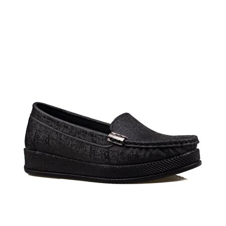 M2S Siyah Saten Kot Comfort Kadın Ayakkabı