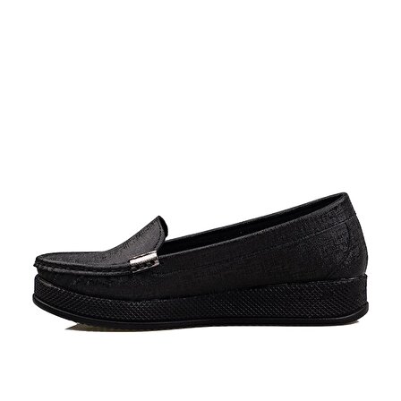 M2S Siyah Saten Kot Comfort Kadın Ayakkabı