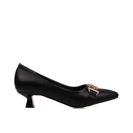M2S Siyah Fındık Topuk Kadın Klasik Ayakkabı