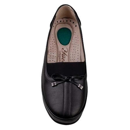 Trend Adımlar Siyah Fiyonk Süslemeli Comfort Anne Ayakkabısı