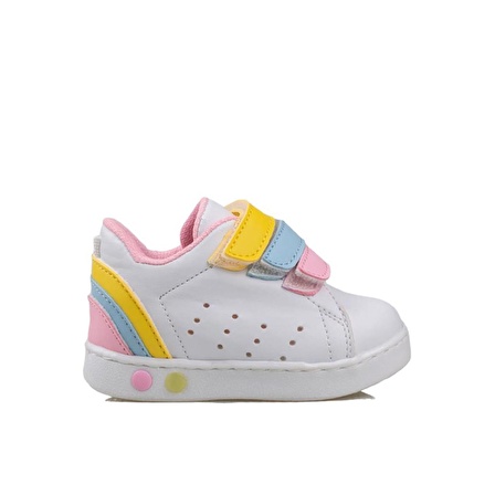 Trend Adımlar Beyaz Rainbow Işıklı İlk Adım Bebe Sneaker