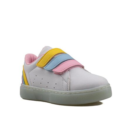 Trend Adımlar Pembe Rainbow Unisex Çocuk Işıklı Sneaker