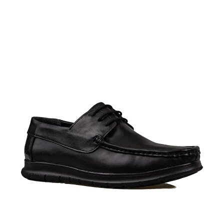 Slayka Siyah Comfort Erkek Hakiki Deri Bağcıklı Ayakkabı