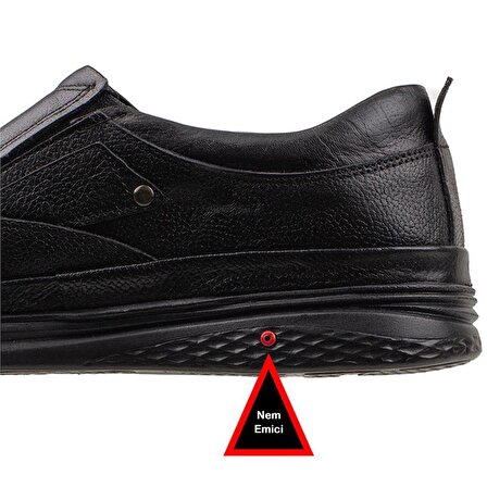 Slayka Siyah Hava Alabilen Taban Erkek Bağcıksız Ayakkabı
