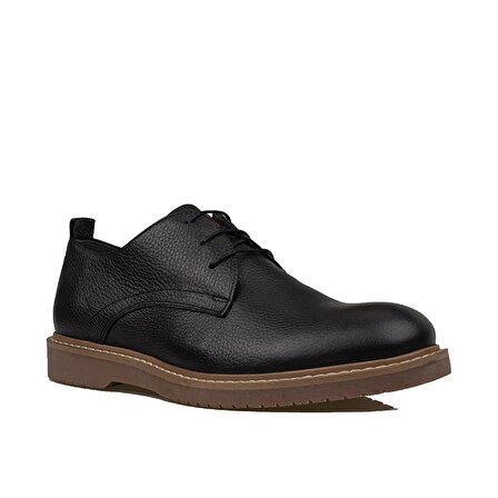 Slayka Siyah Rubber Erkek Hakiki Deri Klasik Ayakkabı