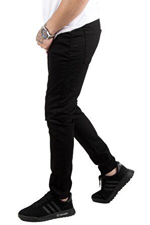 DeepSEA Siyah Dizleri Yırtık Likralı Slim Fit Erkek Kot Pantolon 1902114