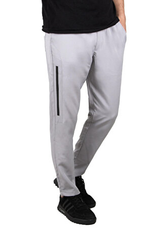 DeepSEA Erkek Gri Beli Lastikli Bağcıklı Şeritli İnce Spor Pantolon 2300070