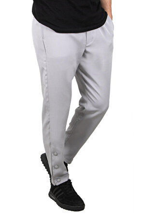 DeepSEA Erkek Gri Beli Lastikli Paçası Çıtçıtlı İnce Spor Pantolon 2300071