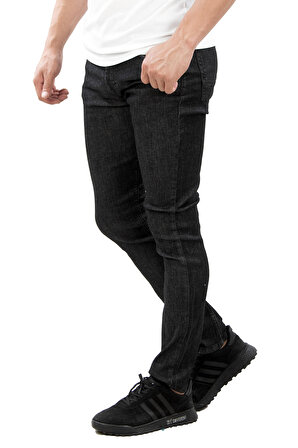 DeepSEA Erkek Siyah Yeni Sezon Likralı Taşlanmış Kot Pantolon 2302167
