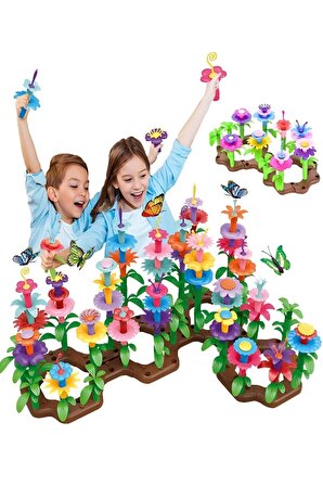 52 Parça Bahçe Çiçek Yapım Seti Yapı Blokları Yapboz Lego Bul Tak Puzzle Eğitici Oyuncak