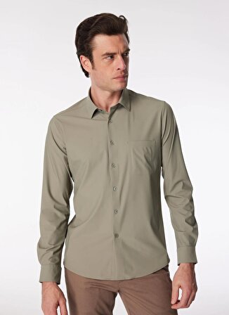 Duno Slim Fit Gömlek Yaka Düz Yeşil Erkek Gömlek DEMO DEIVA