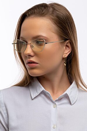 Cat Kadın Gümüş&Beyaz  Metal Çerçeveli Mavi Işık Korumalı Ekran Koruyucu Gözlük