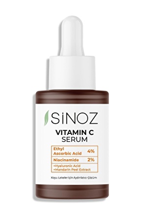 Sinoz Ton Eşitleyici Aydınlatıcı Vitamin C %4 Niacinamide %2 Yüz Serumu 30 ml Tüm Ciltler Için