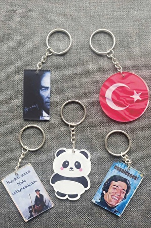 Çok Renkli Türk Bayrağımız, Atamız, Kemal Sunal, Panda Kombin 5'li Anahtarlık Set