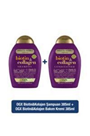 Dolgunlaştırıcı Biotin & Kolajen Şampuan 385 ml + Saç Bakım Kremi 385 ml