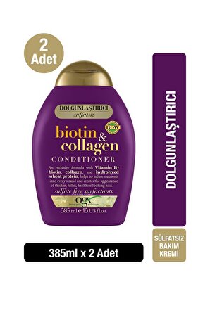 Ogx Biotin & Collagen Canlandırıcı Tüm Saç Tipleri İçin Sülfatsız Bakım Yapan Saç Kremi 2 x 385 ml