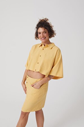 Sarı Crop Elbise