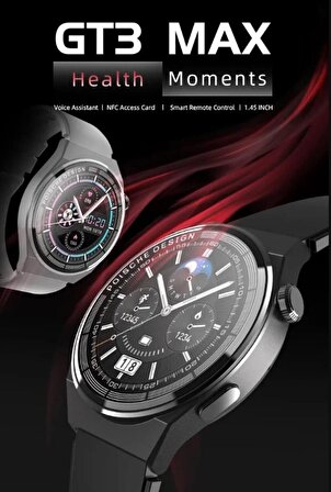 GT3 Max Watch, Titanyum Gövde Siyah Akıllı Saat, Iphone ve Android Tüm Telefonlarla Uyumlu, Smart Watch 1.45” Yüksek Çözünürlüklü Ekran, NFC Akıllı Saat, Giyilebilir Teknoloji