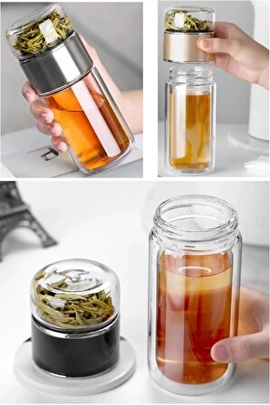 Çift Katlı Cam Bitki Çayı Demliği Filtre Kahve Demliği Bitki Çayı Pressi