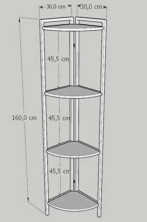 Metal Köşe Raf 4 Katlı Dekoratif Üçgen Raf Beyaz