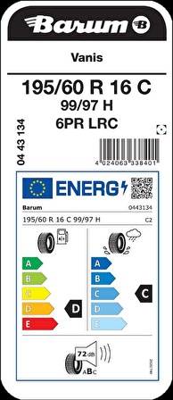 Barum 195/60 R16C 99/97H Vanis 6PR Hafif Ticari Yaz Lastiği Üretim 2023