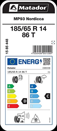 Matador 185/65 R14 86T MP93 Nordicca Oto Kış Lastiği Üretim 2023