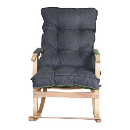 Reyo Home Lidya Lüks Çift Minderli Sallanan Sandalye Tv Koltuğu Gri/Yeşil