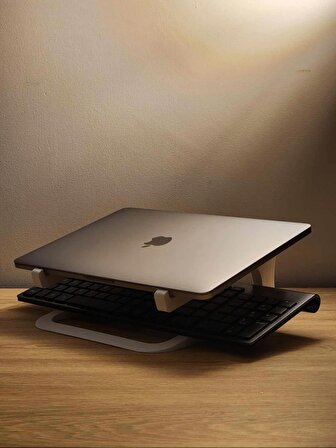 Plastik Macbook Notebook Laptop Tablet Bilgisayar Dizüstü Standı Mermer Beyazı