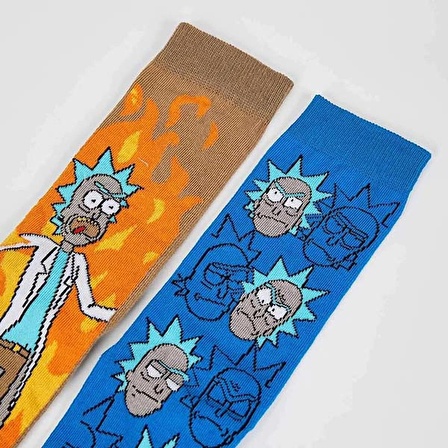 Erkek Rick and Morty Lisanslı Pamuklu 2'li Uzun Çorap (41-44)