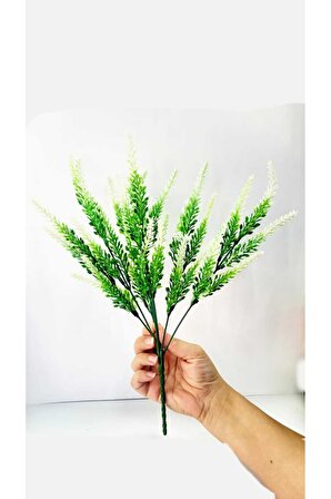 Yapay Bitki Beyaz Lavanta Demeti Pudrasız Model Yapay Dekor Yeşillik Aranjman 35 Cm 7 Dallı