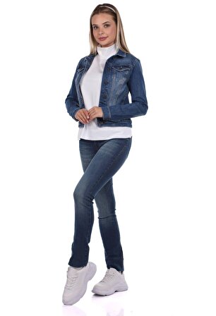 Banny Jeans Cep Detaylı Kadın Jean Ceket