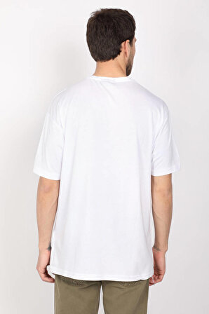 Erkek Beyaz Bisiklet Yaka T-shirt Couture