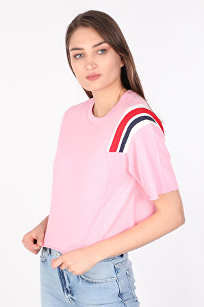 MARKAPIA WOMAN Kadın Ribanalı Crop T-shirt Pembe