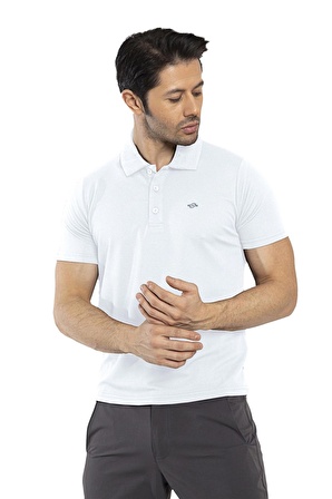 Crozwise Waffle - Erkek Beyaz Polo Yaka Spor T-shirt - 7129-08