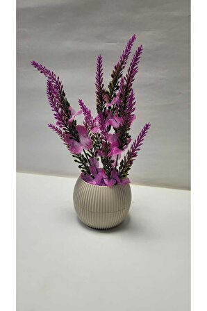 Mini Saksıda Garnitür Lavanta Yapay Bitki 20 Cm Dekoratif Banyo Mutfak Masa Çiçeği
