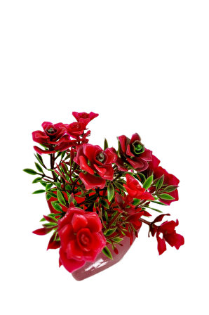 Mini Saksılı Yapay Çiçek Dekoratif Plastik Çiçek Plastik Saksılı Dekoratif Süs Çiçeği 10-12 Dal