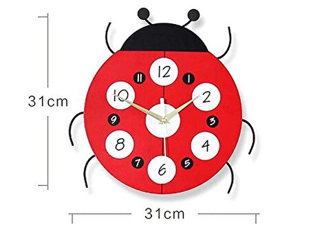 Uğur Böceği Temalı Duvar Saati-Yapıştırmalı Sticker