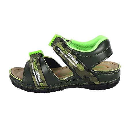 Poliva 5505 Haki Cırtlı Yazlık Erkek Çocuk Sandalet Ayakkabı