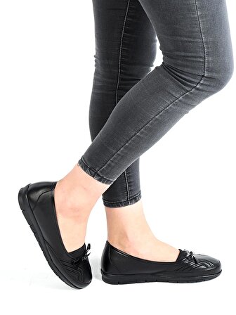 Frida 65.402 Siyah Jel Taban Günlük Kadın Babet Ayakkabı