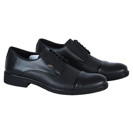Dropland 7878 Siyah Antik Deri Erkek Klasik Ayakkabı