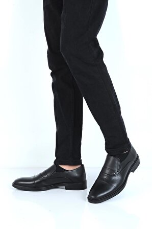 Berenni M575 Siyah Kauçuk %100 Deri Erkek Klasik Ayakkabı