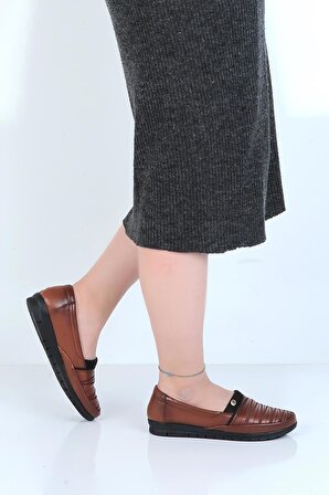 Alens K45 Hakiki Deri Kadın Düz Babet Ayakkabı