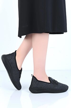 Ayakcenter 066 Psm Siyah Bağsız Yazlık Kadın Sneaker Ayakkabı