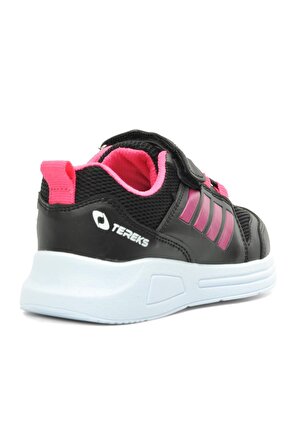Lafonten 709 Siyah-Fuşya Cırt Cırtlı Fileli Çocuk Spor Ayakkabı