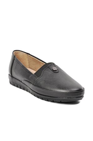 Eslemm 141 Siyah Comfort İçi Hakiki Deri Kadın Günlük Ayakkabı