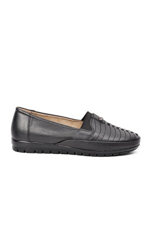 Eslemm 144 Siyah Comfort İçi Hakiki Deri Kadın Günlük Ayakkabı