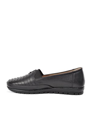 Eslemm 144 Siyah Comfort İçi Hakiki Deri Kadın Günlük Ayakkabı