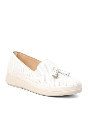 Clavi 45014 Beyaz Hakiki Deri Kadın Günlük Ayakkabı