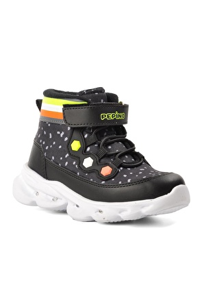 Pepino 1342-P Siyah-Fosfor Sarı Kız Çocuk Sneaker Bot