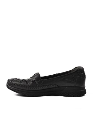 Forelli 29429-1 Elena Siyah Hakiki Deri Kadın Comfort Ayakkabı